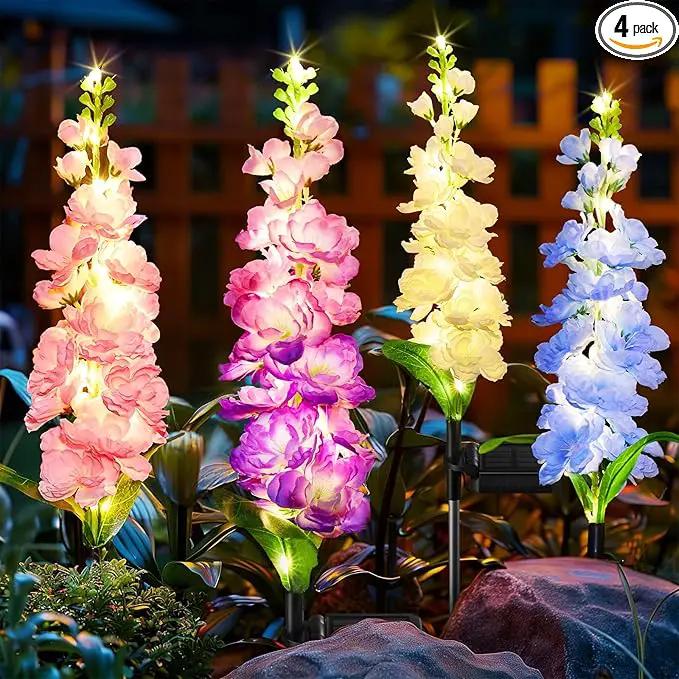 KOOPER Solar Lights Outdoor Garden Decor, 4 Pack Upgraded Delphinium Solar Garden Lights, 36 LEDs Garden Lights Solar Powered, Waterproof Solar Lights for Outside, Solar Flowers Lights for Yard Decor by GreenHaven Gardens