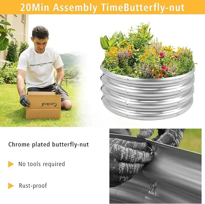 Outdoor Metal Galvanized Raised Planter Box,Rectangular Large Garden Bed Kit for Vegetables, Fruits, Flowers and Herbs 4X2X1 FT (3X3X1) by GreenHaven Gardens
