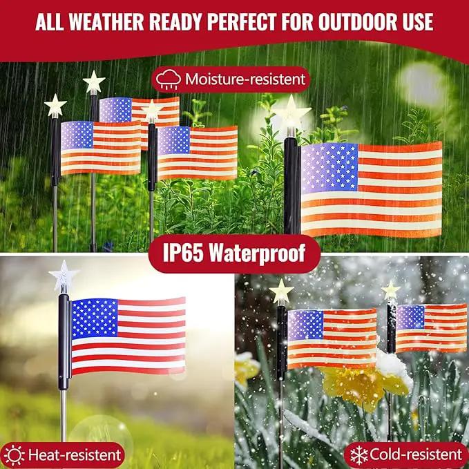 Flumy 4 Pack Solar American Flag Lights Outdoor for Garden, Solar Garden Lights for USA Election Yard Decor, Glowing American Flag Lights Suit for Veterans Day Thanksgiving Day Christmas Decoration by GreenHaven Gardens