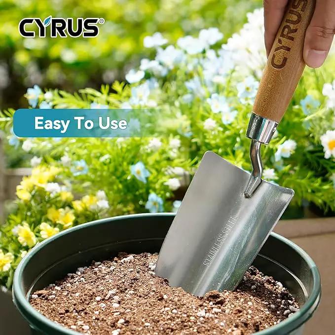 CYRUS 12.6”Garden Trowel,Heavy Duty Large Size Stainless Steel Garden Shovel with Ash Wood Handle,Suitable for Planting,Measuring,Weeding Multi-Functional Garden Spade by GreenHaven Gardens