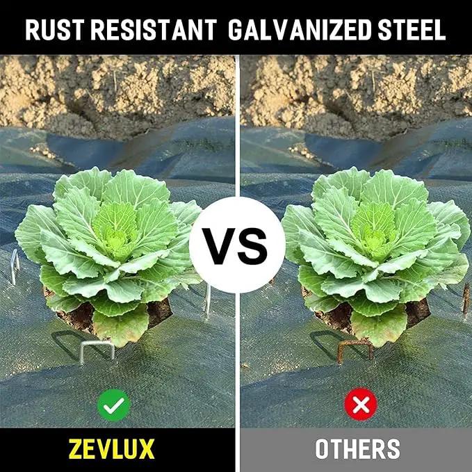 Landscape Staples 4 Inch 50Pcs 12 Gauge Garden Stakes, Heavy Duty Galvanized Garden Staple for Fences, Lawns, Weed Barriers, and Landscape Fabrics, Netting, Irrigation Hose, Floor Mats by GreenHaven Gardens