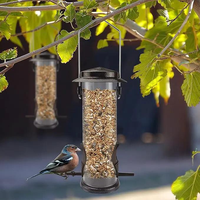 MIXXIDEA Wild Bird Feeders for Outdoors Hanging 2 Pack Stainless Steel Tube Bird Feeder, Water Resistant Finch Bird Feeder for Garden Backyard Decoration Attractive Metal Thistle Feeder (Coffee) by GreenHaven Gardens