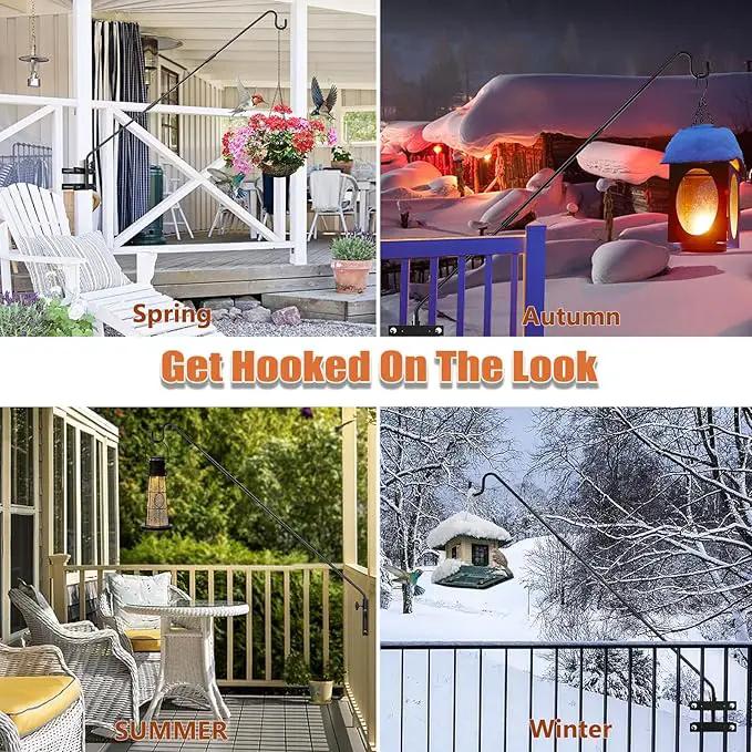 Heavy Duty Deck Hook-Deck Railing Plant Hanger, 29 to 43 Inch Extended Bird Feeder Hanger W/Double Clamps,Versatile Deck Shepherd Hook for Hanging Bird Feeders,Lanterns,Planters etc. by GreenHaven Gardens