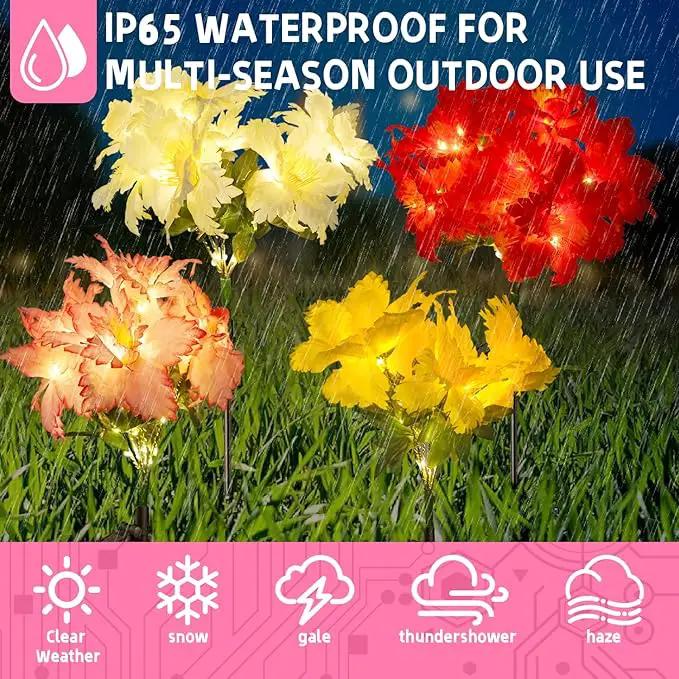 4 Pack Outdoor Solar Garden Decor Lights, Waterproof Solar Powered Hydrangea Lotus Flower Lights Bright Up to 12 Hrs,Led Flowers for Yard Patio Lawn Decorative (Solar Flowers Style 3) by GreenHaven Gardens