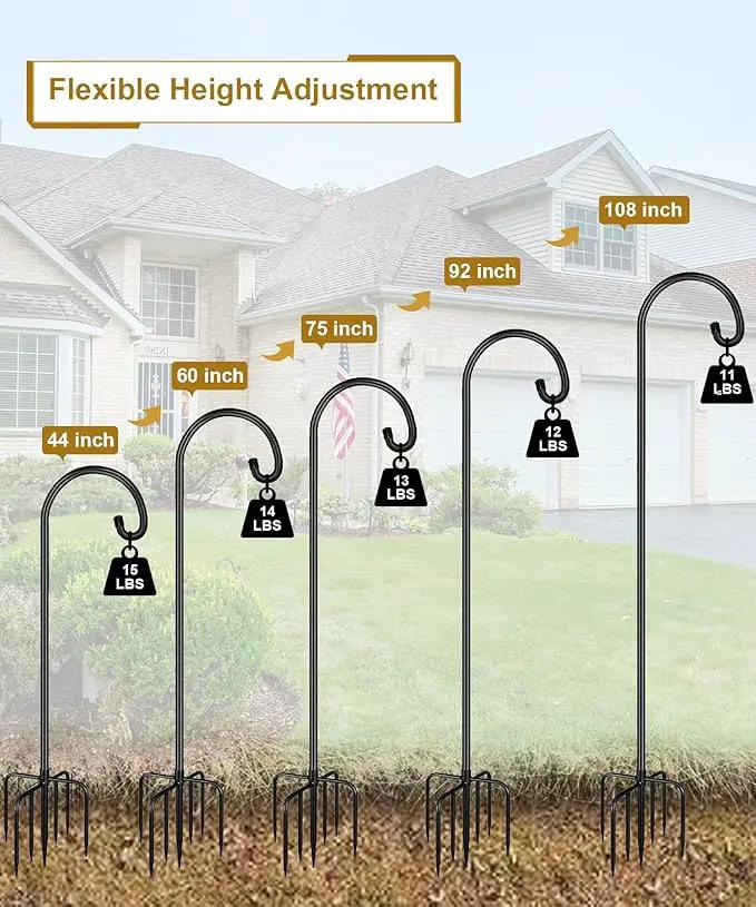 Shepherd Hook 60 Inch Tall Heavy-Duty Metal Garden Hanging Pole Stake for Bird Feeder Pole Plant Baskets, Black (1 Pack). by GreenHaven Gardens