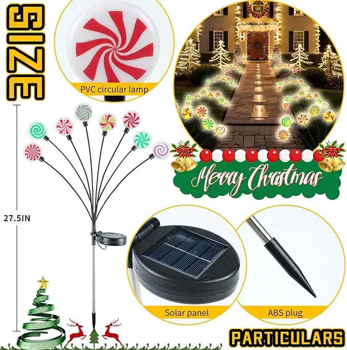 4 Pack 8 Patterns Christmas Decorations with 32 Lollipop Christmas Lights, Solar Christmas Lights Outdoor Waterproof with 8 Modes, Christmas Peppermint Candy Pathway Yard Decor for Garden/Lawn/Patio by GreenHaven Gardens