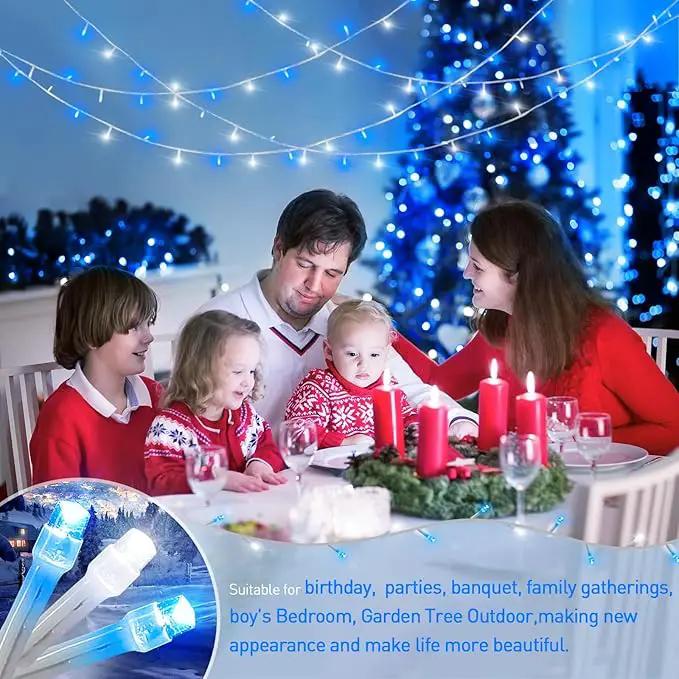 JMEXSUSS Blue and White String Lights Outdoor Indoor, 200 LED Christmas String Lights Clear Wire, 66ft Christmas Lights Plug in for Bedroom Tree Room Party Decorations by GreenHaven Gardens