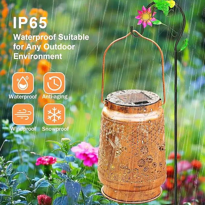 Hummingbird Solar Lanterns Outdoor Garden Decor, Birthday Gifts for Women Mom Grandma Hanging Metal Solar Lights Waterproof Decoration LED Lantern with Shepherd Hook for Outside Garden Yard Patio Lawn by GreenHaven Gardens