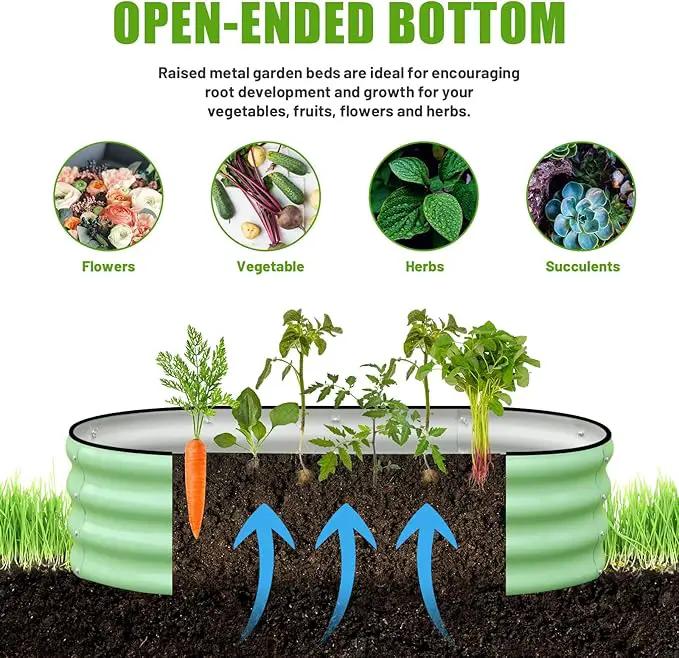 SnugNiture Galvanized Raised Garden Bed Outdoor, 2 Pcs 4x2x1ft Oval Metal Planter Box for Planting Plants Vegetables, Green by GreenHaven Gardens