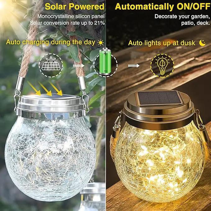 ROSHWEY Solar Lantern, 2 Pack Garden Decor Lights Waterproof Outdoor Lanterns with 30 LED Solar Lights Patio Hanging Lights for Backyard Fence Pathway Porch Christmas Decorative, Warm White by GreenHaven Gardens
