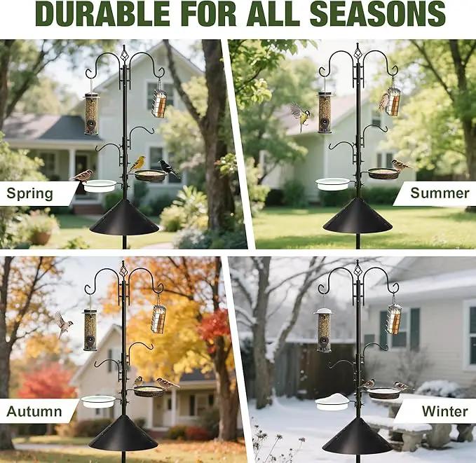 ERYTLLY Bird Feeders Bird Feeding Station Kit Bird Feeding Pole Wild Bird Feeder Hanging Kit with Squirrel Guard Baffle Suet Cage Tube Bird Feeder Planter Hanger Multi Feeder for Attracting Wild Birds by GreenHaven Gardens