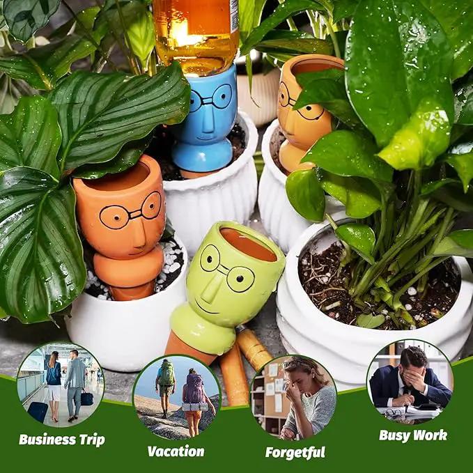 Terracotta Self Watering Spikes, 4 Pack Self Watering Planter Insert, Vacation Plant Slow Release Watering Devices for Indoor Outdoor Plants, Big Head by GreenHaven Gardens