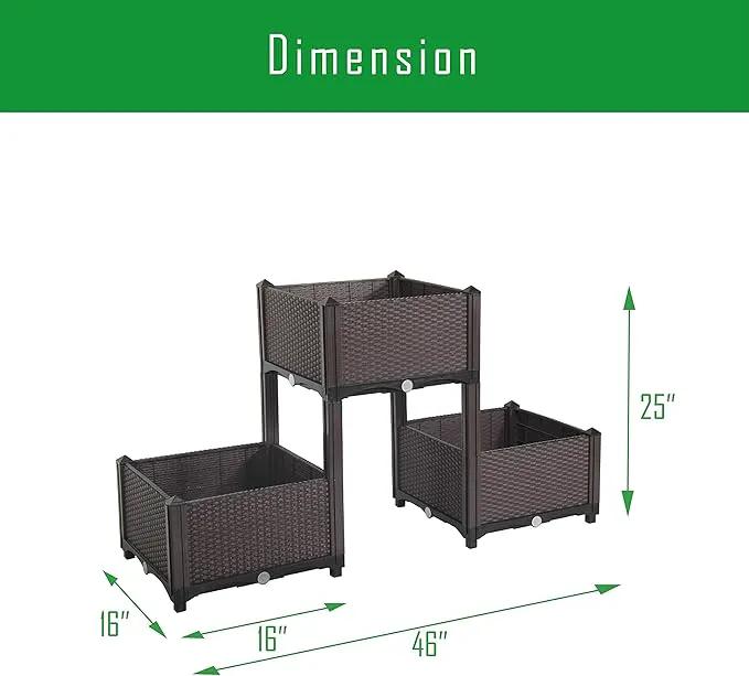 D'vine Dev Planter Raised Beds - Elevated Planter Garden Box with Drainage Plug Raised Garden Beds for Vegetable/Flower/Herb Outdoor Standing Planter Beds Gardening Kit, RGB-3 by GreenHaven Gardens
