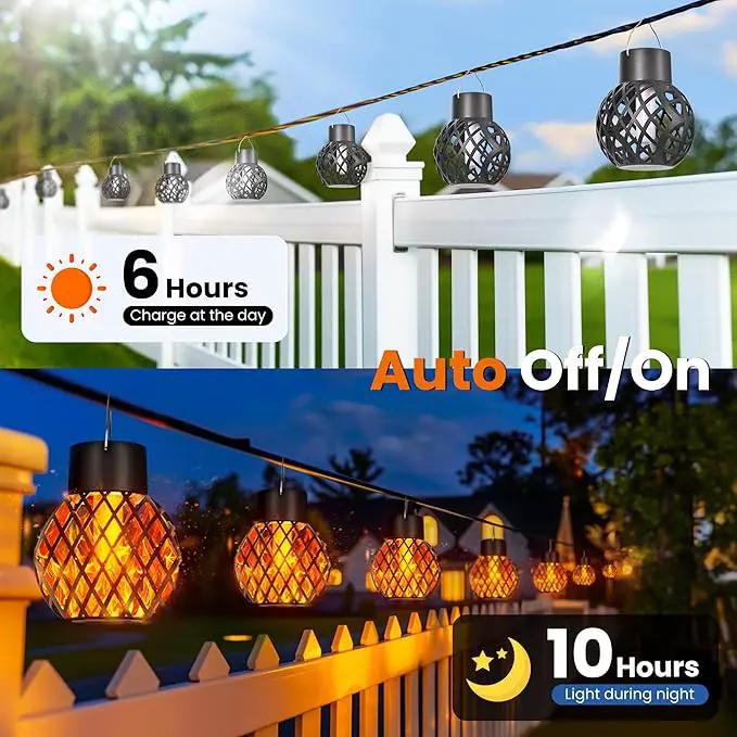 GIGALUMI Solar Lights Outdoor Waterproof,8 Pack Solar Hanging Lights with Flickering Flame,Outdoor Solar Lights for Yard,Patio,Tree,Camping,Christmas Decoration,New Upgraded Larger Lanterns by GreenHaven Gardens