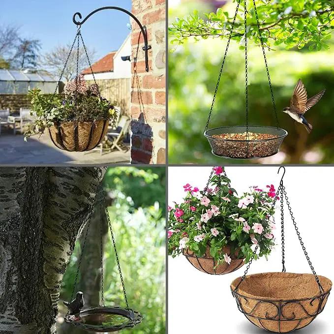 Hanging Basket Chain 23 Inch 3 Hanging Chain Plant Pot Replacement Hook Plant Hook for Flower Pots, Bird Feeders & Lanterns, 3 Pack (23” Black) by GreenHaven Gardens