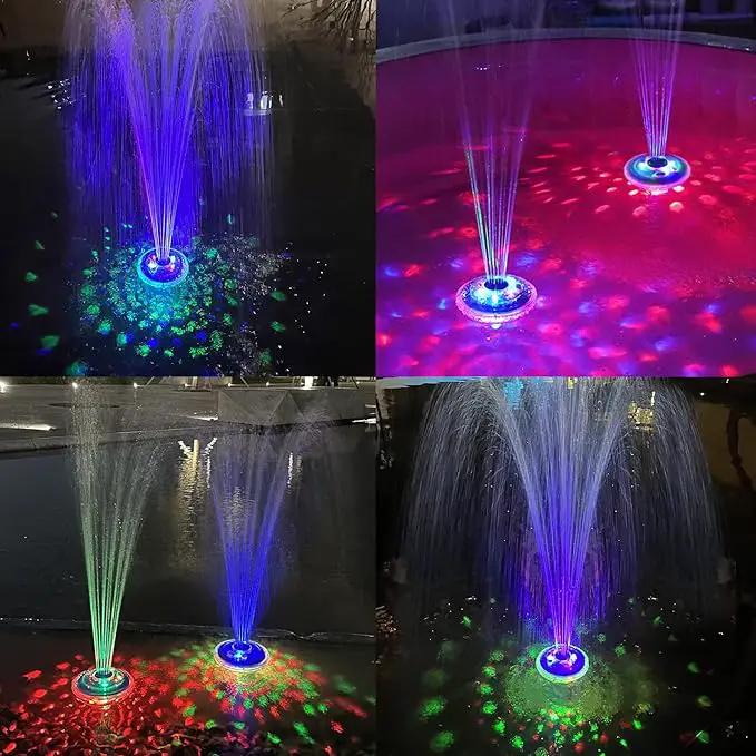 Floating Water Fountain with Underwater Lights, Rechargeable Battery Powered Pump Outdoor, 2 Modes Sprinkler Waterfall fountain for Inground Above Ground Pool, Pond-1PC by GreenHaven Gardens