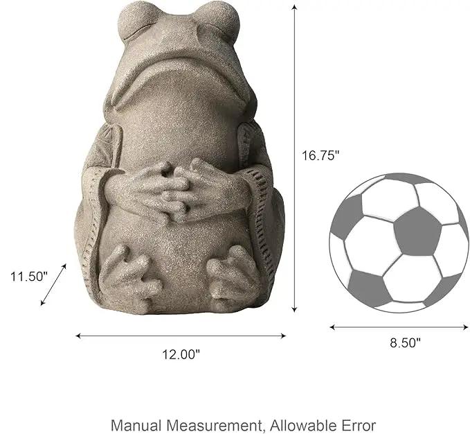 Glitzhome MGO Faux Concrete Zen-Style Frog Garden Statue Indoor and Outdoor Decoration, 16.75" H by GreenHaven Gardens