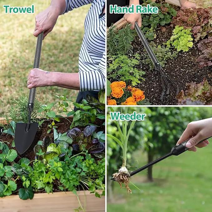 Garden Tool Set,5 Pieces Stainless Steel Heavy Duty Gardening Tool Set with Extendable Long Handle, Include Trowel, Cultivator, Hand Weeder, Pruning Shears, Gardening Gift for Women Kids Men by GreenHaven Gardens