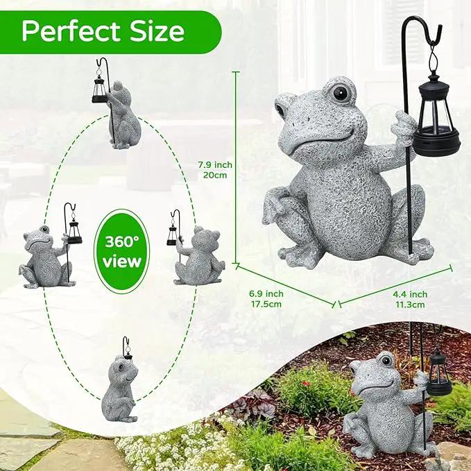 Solar Garden Outdoor Statues Frog with Solar Lantern, Lawn Decor Frog Figurine for Patio Balcony Yard, Yard Unique Christmas Birthdays Gift for Mom Grandma by GreenHaven Gardens