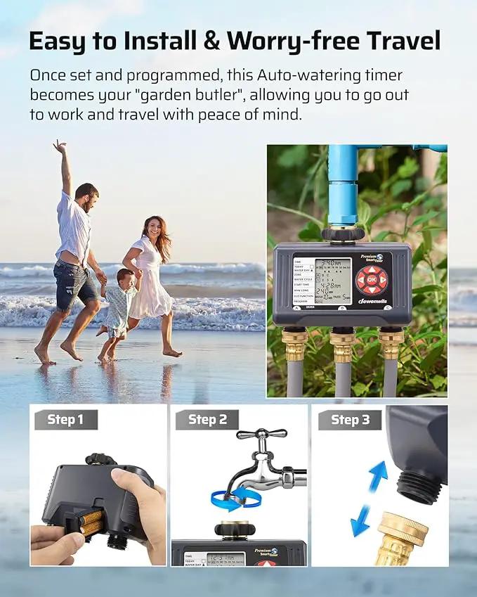 DEWENWILS Sprinkler Timer 3 Zone, Water Hose Garden Irrigation Timer with 4 Programmable Procedure and Low Battery Warning, Repeat Watering over Period, Faucet Controller with Rain Delay Mode for Lawn by GreenHaven Gardens