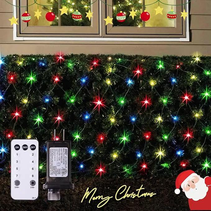 Net Lights Outdoor Mesh Lights, 360 LED Christmas Net Lights Plug in with Remote, 12x5 ft Extendable 8 Modes Net Lights Waterproof with Green Wire for Bushes Gazebo Lawn Patio Garden Tree (Multicolor) by GreenHaven Gardens