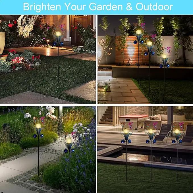 VCUTEKA Solar Lights Outdoor Metal Garden Stake Waterproof Crackle Glass Globe Garden Decor Fairy for Pathway, Lawn, Patio, Yard by GreenHaven Gardens