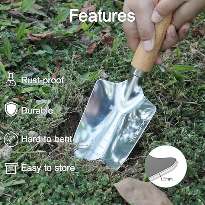 Garden Tool Set, 2 Pieces Stainless Steel Heavy Duty Garden Tools, Gardening Kit with Wooden Handle Garden Hand Tools, Durable Garden Tools for Gardening, Gardening Gifts for Women Men by GreenHaven Gardens