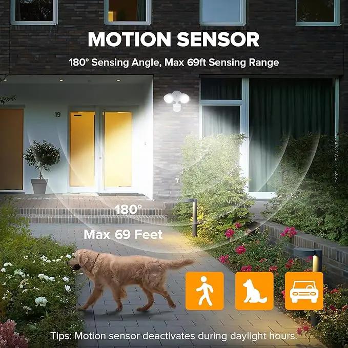 UME 2 Pack 32W 3500 Lumen LED Security Lights Motion Sensor Light Outdoor, 5000K Daylight, IP65 Waterproof, Dusk to Dawn, Motion Detector Flood Light for Garage, Yard, Porch-White by GreenHaven Gardens