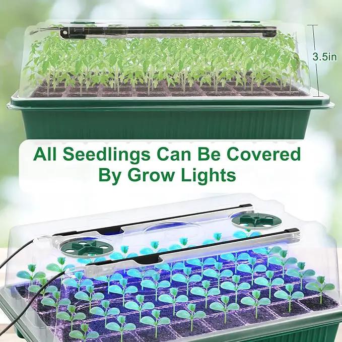2 Packs Starter Tray with Grow Light, 80 Cells Seed Starter Kits with Humidity Dome and Base Plant Germination Seedling Starter Kit with Smart Timer for Indoor Greenhouse Wheatgrass Hydroponic by GreenHaven Gardens
