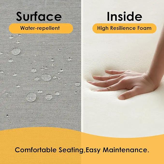 Outdoor Sunbrella Square Corner Seat Cushion, 19"x19"x3", Set of 4, Non Slip Outdoor Seat Cushion Pads with Removable Cover for Patio Furniture, Garden Yard Lawn, Specrtum Pebble by GreenHaven Gardens
