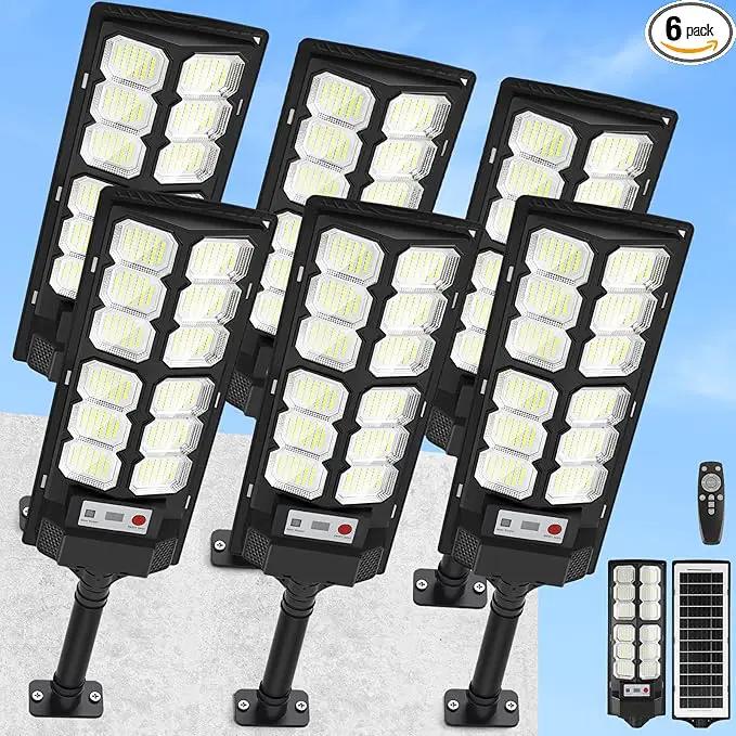 Solar Lights Outdoor Waterproof, 6500K 13000LM LED Dusk to Dawn Solar Street Light, Solar-Powered Flood Lights with Motion Sensor and Remote Control, Solares Parking Lot Light for Yard Walkway, 6-Pack by GreenHaven Gardens