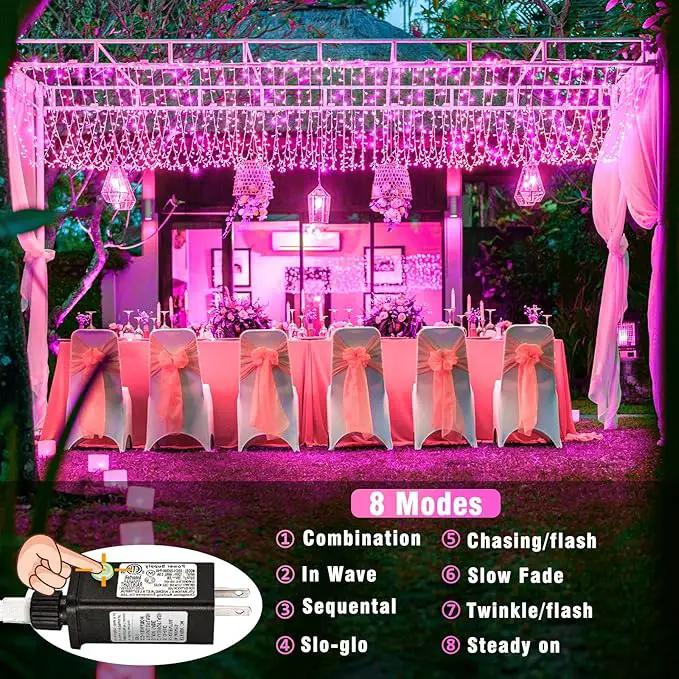 200 LED Pink String Lights, 66ft Pink Christmas Lights Outdoor Waterproof 8 Modes Clear Wire, Connectable Plug in Twinkle Fairy Lights for Bedroom Indoor Wedding Christmas Decorations by GreenHaven Gardens