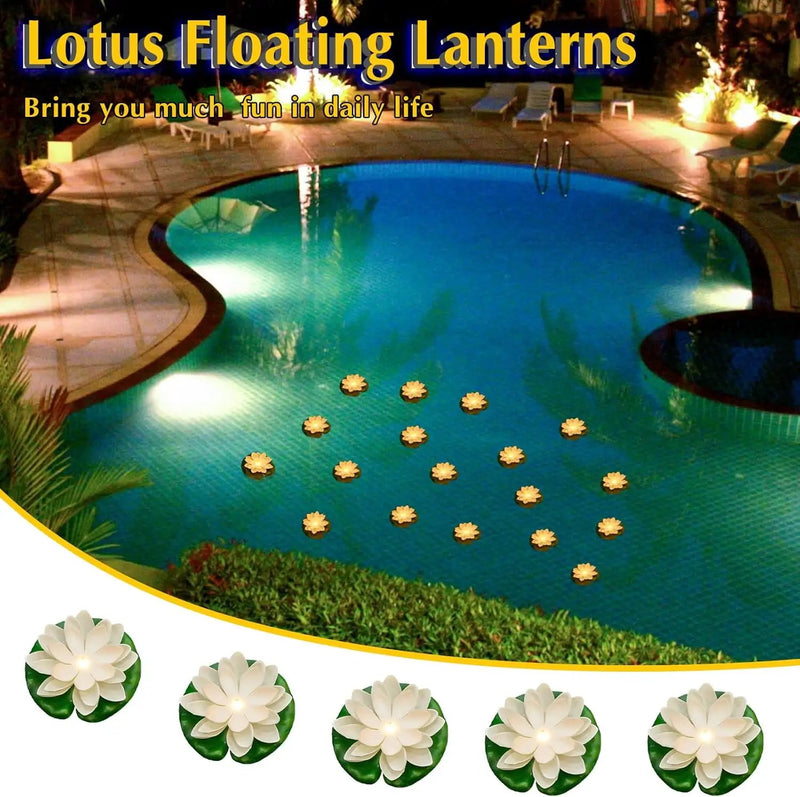 Liliful 36 Pcs Diwali Lotus Decoration Floating Lights Lotus Artificial Floating Flowers for Pool with LED Lights Battery Operated for Indian Puja Ganesh chaturthi Diwali(3.94 Inch,White) by GreenHaven Gardens