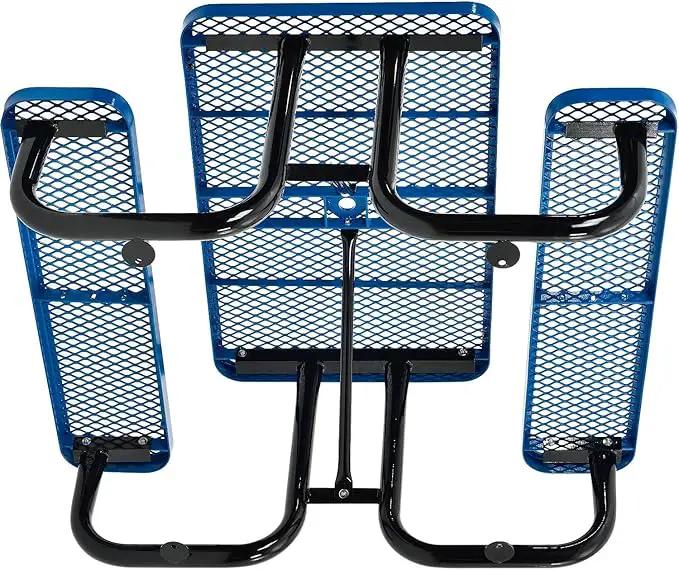 Global Industrial 4' Rectangular Expanded Metal Picnic Table, 48" L x 62" W,Blue by GreenHaven Gardens