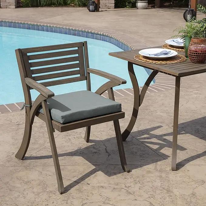Arden Selections Rocking Chair Cushion, 19 x 18, Rain-Proof, Fade Resistant, Cushions for Rocking and Outdoor Chairs 19 x 18, Stone Grey Leala (Pack of 4) by GreenHaven Gardens