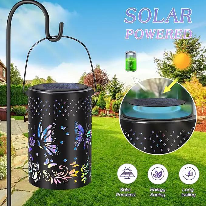 Solar Lantern Butterfly Outdoor Waterproof,Two Lighting Modes Garden Decor Christmas Gifts for Women Mom Grandma Hanging Solar Lights Metal Decor for Outside,Backyard,Patio by GreenHaven Gardens