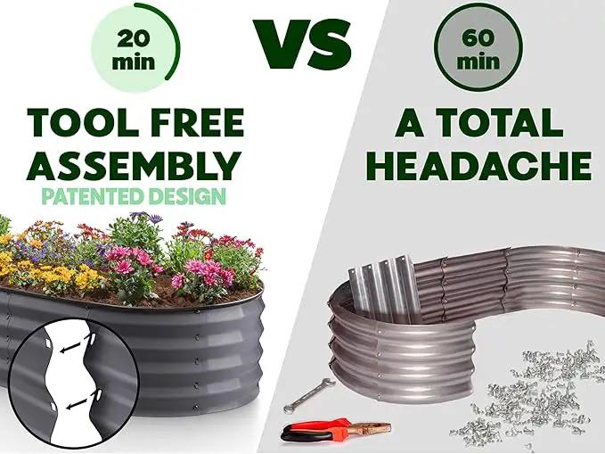 Galvanized Raised Garden Beds Outdoor // 4×2×1 ft (2-Pack) Planter Raised Beds for Gardening, Vegetables, Flowers // Large Metal Garden Box (Gray) // Patented Tool-Free Design by GreenHaven Gardens