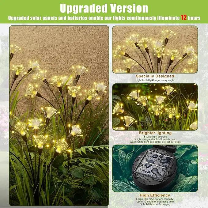 Flumy Solar Garden Lights, 64 LED Firefly Lights for Christmas Decorations, Waterproof Solar Outdoor Lights, Pathway Patio Outdoor Decor, Solar Swaying Lights, Swaying in The Wind(2 Pack) by GreenHaven Gardens