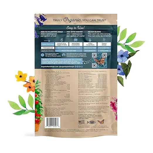 Organic Plant Magic - Truly Organic™ Fast-Acting Soluble Plant Food: All-Purpose Fertilizer Concentrate for All Flower Vegetable Herb Fruit Tree Shrub Container Garden & House Plants [Two 1 lb Bags] by GreenHaven Gardens
