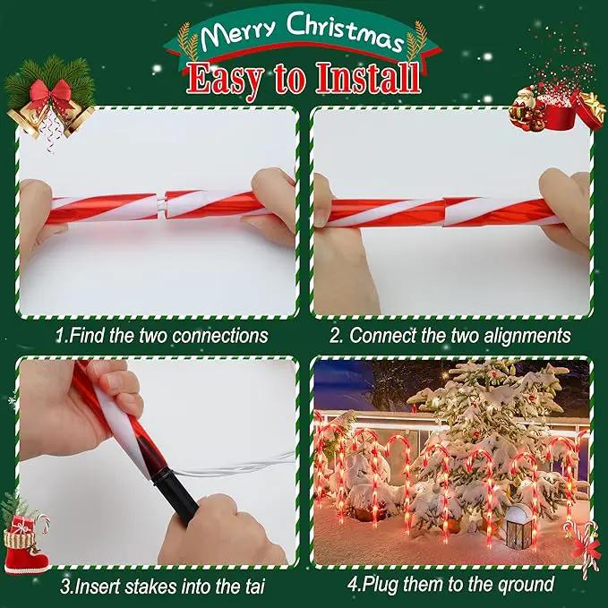 COOLWUFAN 28" Christmas Candy Cane Pathway Markers, Set of 12 Pack Christmas Outdoor Decorations Pathway Lights with 72 Warm Lights for Christmas Holiday Party Walkway Patio Garden Yard Lawn Decor by GreenHaven Gardens