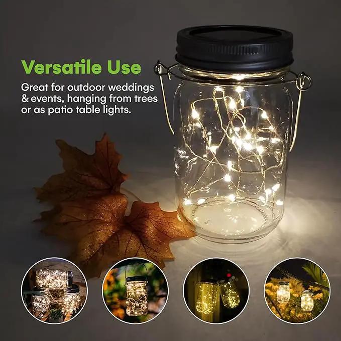 SteadyDoggie Solar Mason Jar Lights - Set of 2 Magical Patio Lights in Glass Lanterns - Hang Them Anywhere Outdoors for Enchanting Illumination - Waterproof and Decorative - 5.2" x 3" by GreenHaven Gardens