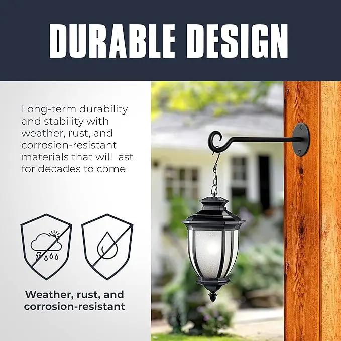 Monarch Abode Wall Mount Plant Hook Premium Metal Decorative Hanging Bracket for Plants Bird Feeders Planters Home Decor, Heavy Duty, 7.5 inch, Set of 2, Black by GreenHaven Gardens
