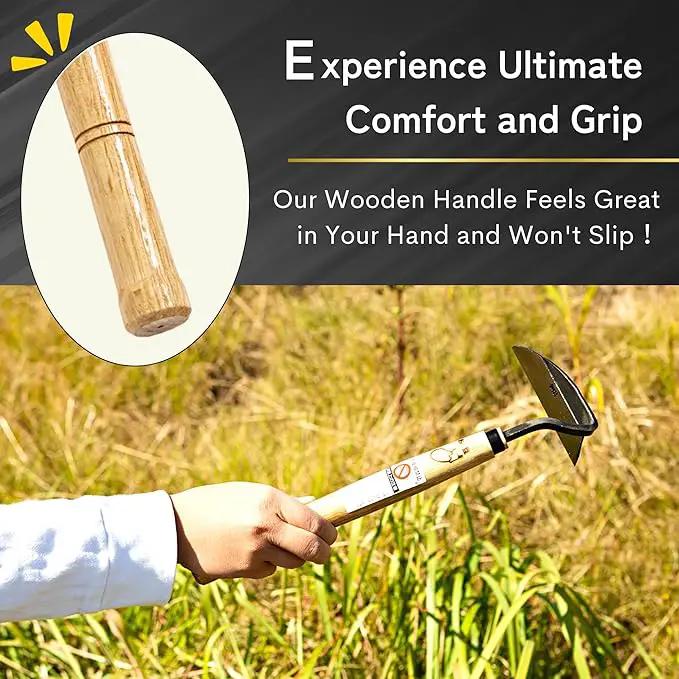 Premium Japanese Weeding Sickle Hand Hoe for Gardening - Ideal for Planting, Plowing, Digging & More - Durable, Ergonomic Design, and Sharp Blade for Effortless Work by GreenHaven Gardens