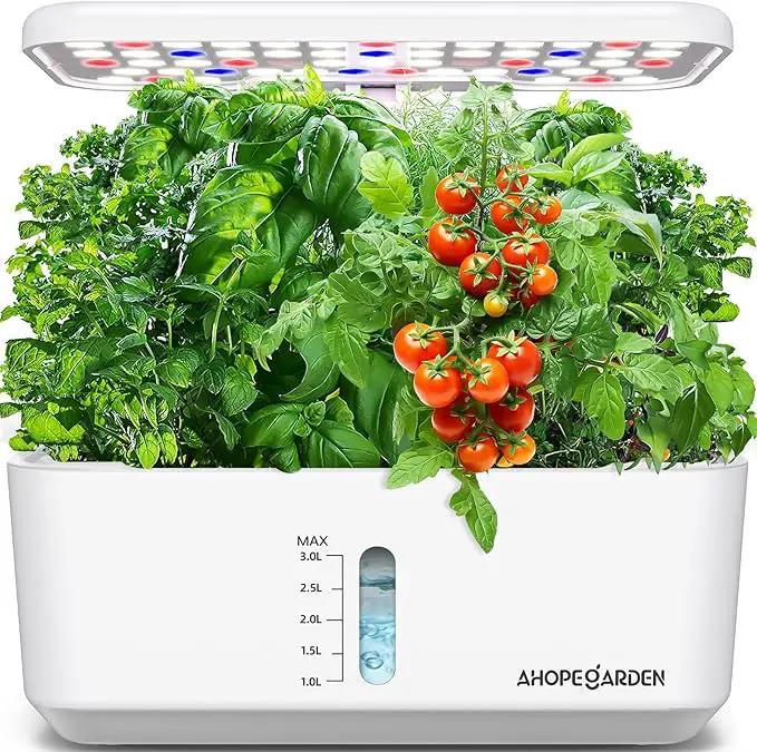 Ahopegarden Indoor Garden Hydroponics Growing System: 10 Pods Plant Germination Kit Aeroponic Herb Vegetable Growth Lamp Countertop with LED Grow Light - Hydrophonic Planter Grower Harvest Lettuce by GreenHaven Gardens