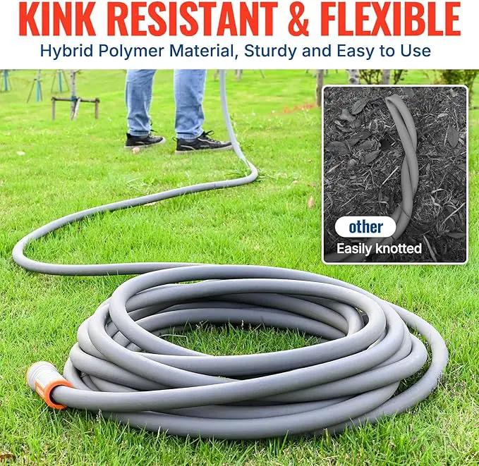 YAMATIC Heavy Duty Garden Hose 5/8 in x 100 ft with Swivel Handle, Super Flexible Water Hose, All-weather, Lightweight, Burst 600 PSI, Grey by GreenHaven Gardens