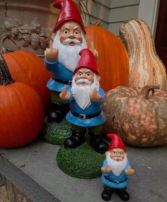Gnometastic Middle Finger Gnome Statue, Large 12.5" Tall - Original Double Bird Garden Gnome Statue Decoration and Lawn Ornament - Outdoor Funny Garden Gnomes, Lawn Ornament by GreenHaven Gardens