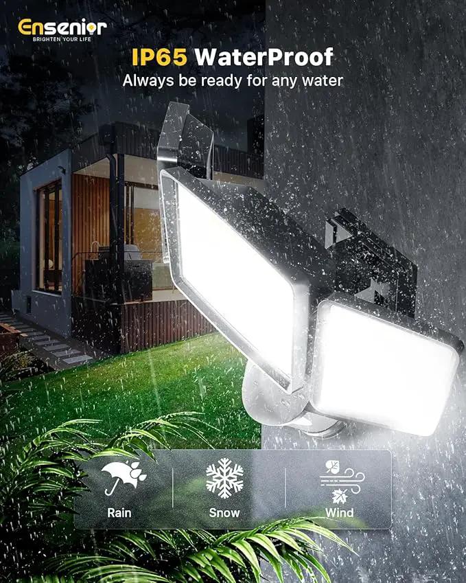 Ensenior 5 Motion Sensor Modes Solar Security Light, 1800LM 270° Wide Angle 3 Heads LED Flood Lights, IP65 Waterproof Wall Lights, Separate Solar Panel Remote Control Solar Lights Outdoor by GreenHaven Gardens