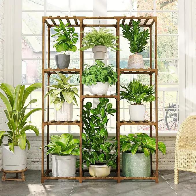 Plant Stand Indoor Outdoor Plant Shelf Tall Plant Stands Hanging Plant Holder Plant Decor Wood Plant Table for Plants in Living Room Garden Balcony by GreenHaven Gardens