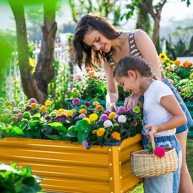 Land Guard Galvanized Raised Garden Bed with Legs, Galvanized Planter Raised Garden Boxes Outdoor, Oval Large Metal Raised Garden Beds for Vegetables(Yellow)……… by GreenHaven Gardens