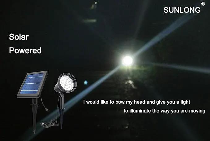 SUNLONG Solar Spotlights Outdoor Waterproof Bright Solar Wall Light Led Security Flood Light Solar Powered for Flag Patio Front Door Driveways-Automatically Activates at Dusk to Dawn (White) by GreenHaven Gardens